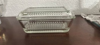 TWO Vintage Pasabahce Glass Ribbed Refrigerator Dishes