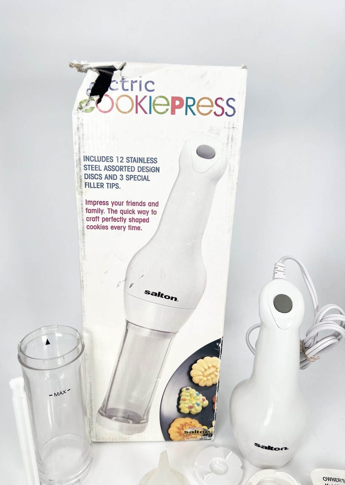 Salton Electric Cookie Press CKM25 Filler Decorator Appetizers-COMPLETE TESTED