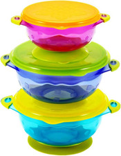 Stay Put Spill Proof Stackable Baby Suction Bowls 3 Sizes for Toddlers with Secu