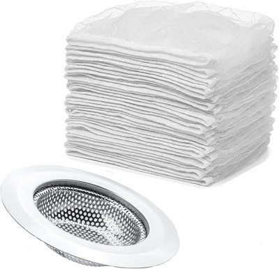 200 Pack Kitchen Sink Strainer Mesh Bags with 1 Pcs Strainer Stainless Steel, Di
