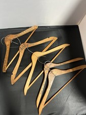 5 Vintage Wooden Clothes Hangers Branded And Non Branded