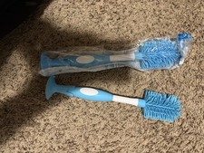 Blue White Flexible Plastic Bottle Brush Set of 2 with Bristles