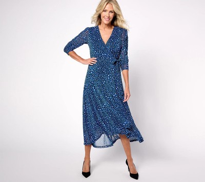 knee length dresses for ladies Blue Magic Wrap Dress – Blush main image 0