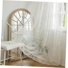 Lace Curtains 84 Inches Long for Bedroom Living 57"W x 84"L Pack of 2 Ivory