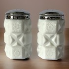 Westmoreland Salt & Pepper Shaker Set Old Quilt Pattern White Milk Glass