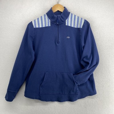 VINEYARD VINES Sweatshirt Womens M Shep Shirt 1/4 Zip Pullover Cotton Blue