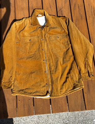 Vintage Apparel Zone Men's Brown Sherpa Lined Jacket Button Front Pockets Size M