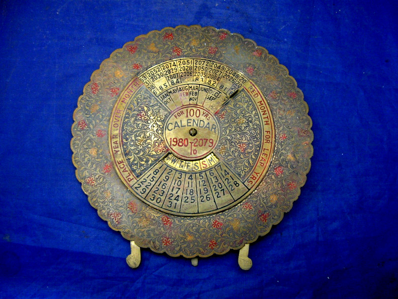 Large Round Vintage Brass Perpetual Calendar 100 Years- 1980 to 2079 - Rare(#4)