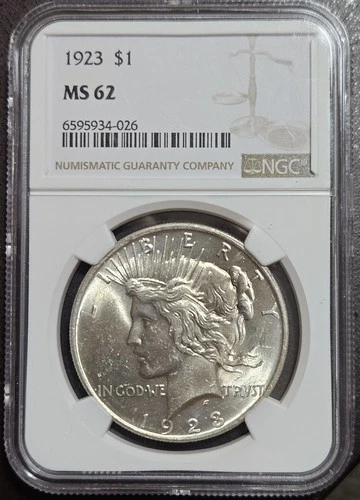 1923 Peace Silver Dollar $1 NGC MS62 90% Silver