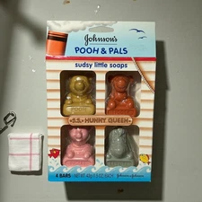 VTG Johnson's Pooh & Pals Sudsy Little Soap S.S. Hunny Queen 4 Pack NIB