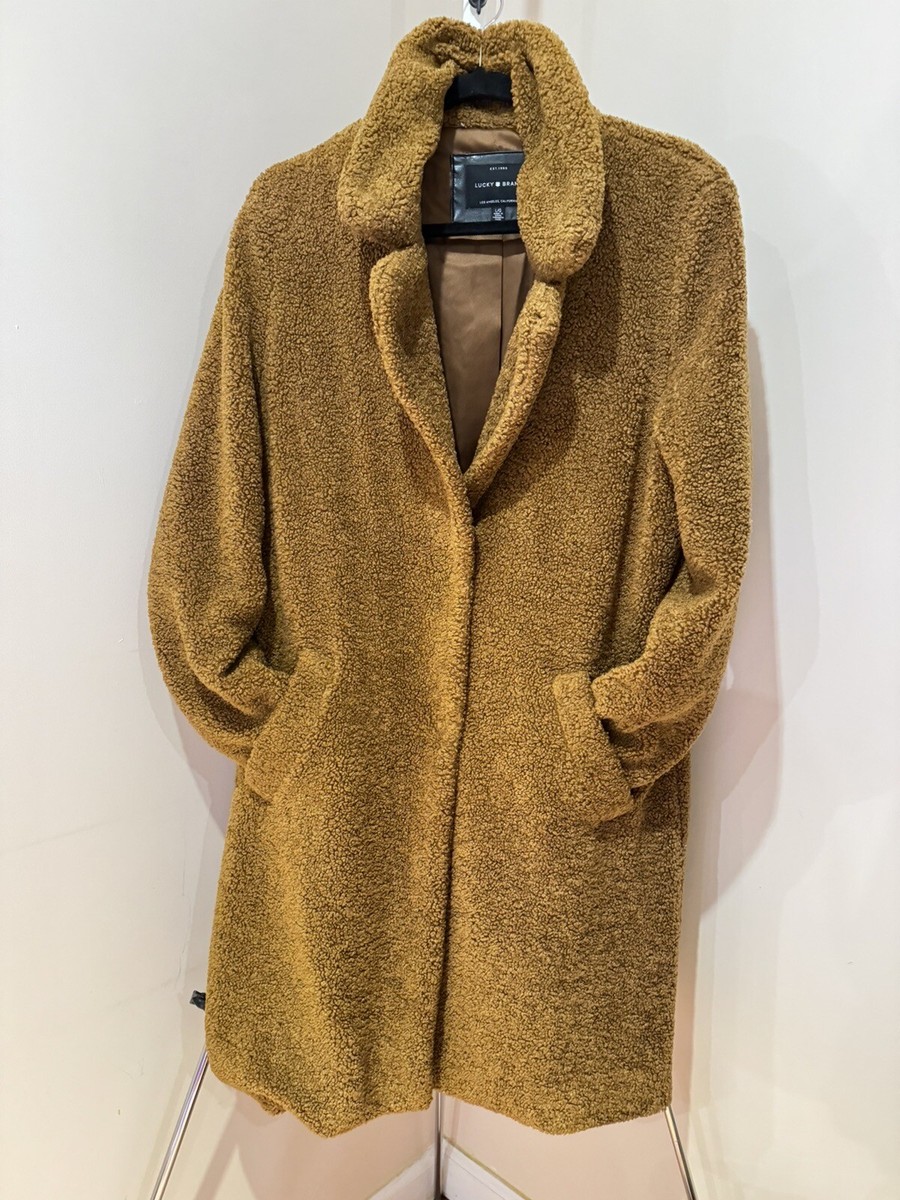 Lucky Brand Womens L Missy Teddy Bear Faux Fur Jacket Lightly Worn