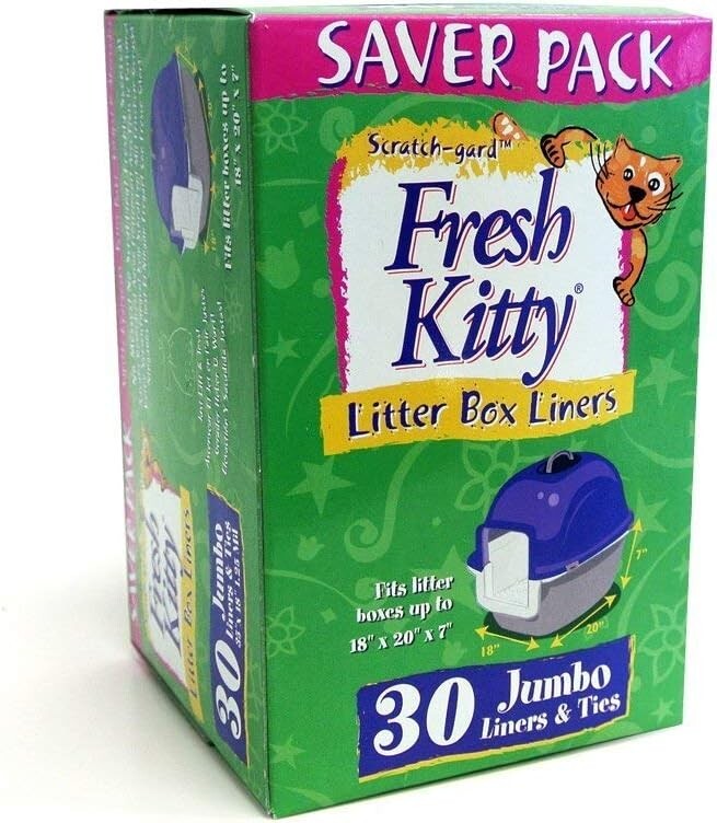 30 Count Fresh Kitty Litter Box Liners Super Thick Durable Easy Clean ...