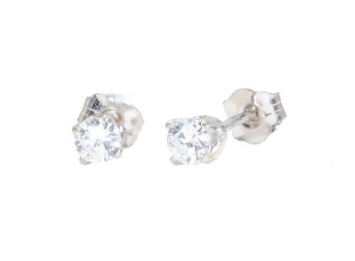 1/3 CT. Round Diamond Solitaire Earrings in 14KT White Gold SI2/I1 I to J 0.46g - Picture 4 of 22