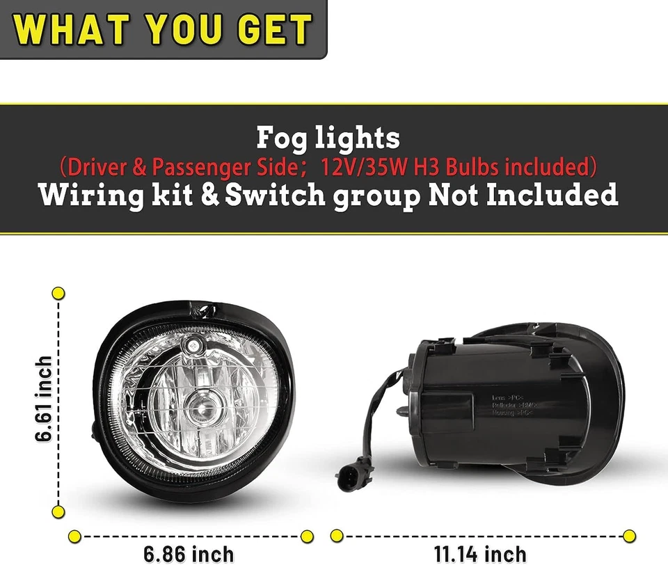 Luces antiniebla transparentes para Dodge Intrepid 1998 1999 2000 2001-2004 parachoques lámpara de conducción Foto 4 de 4
