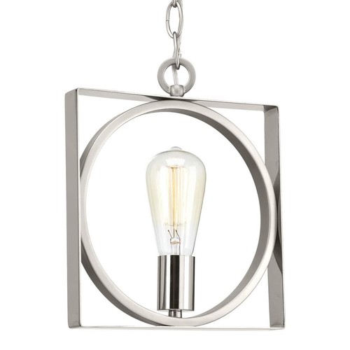 Inman Collection 1-Light Polished Nickel Mini-Pendant with Satin Nickel Accents - Picture 2 of 3