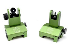 Rifle Iron Sights BUIS 2 Piece Front and Rear Flip Up Gun Sight GREEN