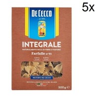 5X Pasta De Cecco Farfalle Integrali N. 93 Vollkorn Italienisch Nudeln 500 G
