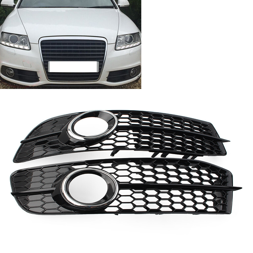 For Audi A6 C6 Facelifted 2008-11 Front Bumper Hex  Fog Light Grille