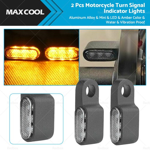 Motorcycle Blinker Rectangle 2X Mini LED Motorcycle Turn Signal Indicator Amber Blinker Light Lamp ...