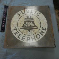 BELL SYSTEM CONNECTIONS - Metal Public Telephone Sign, Enameled 18 X 18"