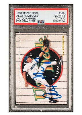 1994 Upper Deck Alex Rodriguez Rookie ON CARD AUTO #298 PSA 6, Auto 10 ...