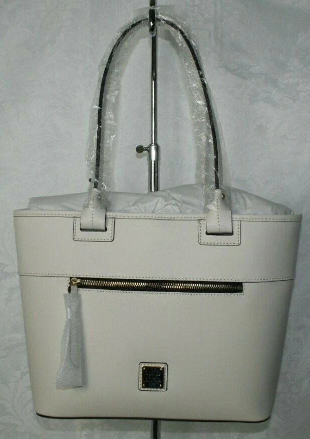 DOONEY AND BOURKE BEACON ZIP TOP TOTE BONE LEATHER BBECN1464