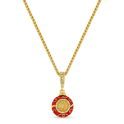 Red Christmas Crystal Enhancer Charm by Ritzy Couture DeLuxe - 18k Gold Plated