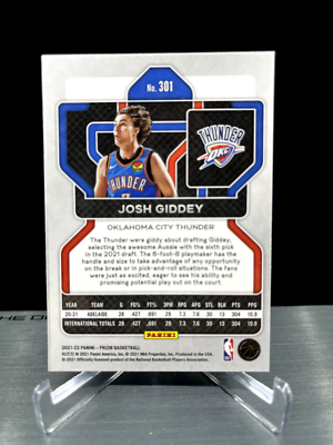 2021 JOSH GIDDEY RC- Panini Prizm NBA Silver #301 - Rookie MINT