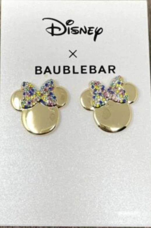 Disney X BAUBLEBAR Minnie Mouse Oro Espejo Tachuelas Pendientes Conjunto Collar ¡NUEVO! Foto 4 de 4