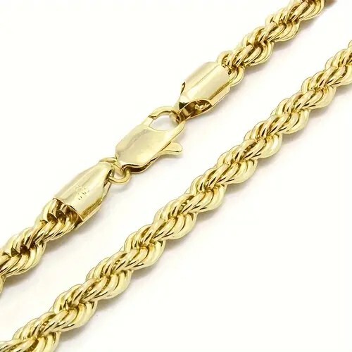 Hip Hop Gold Rope Chain Necklace, Stainless SteelTwist chain - Picture 2 of 3