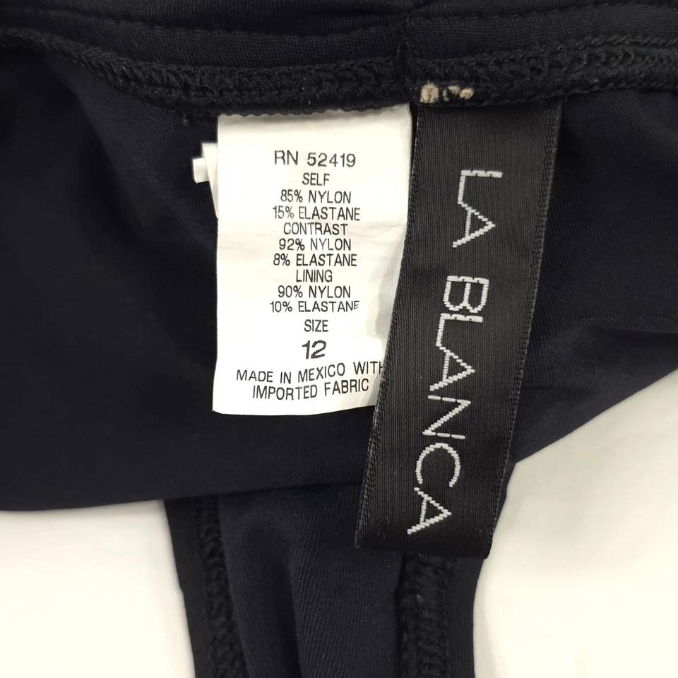 LA BLANCA BLACK SWIM MINI SKIRT BIKINI BOTTOM WOMEN'S SIZE 12 WITH A SLIT *VGC* - Image 3 of 4