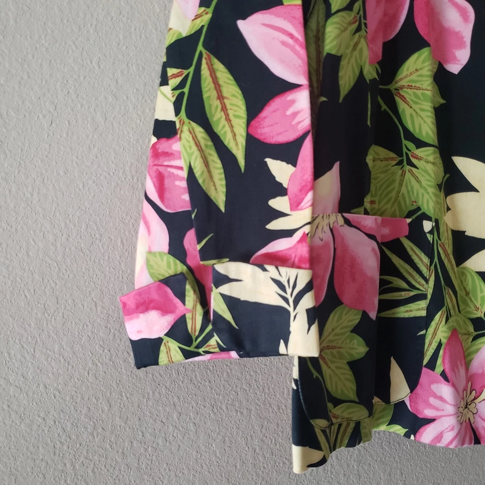 Erin London Tropical Blazer Size Medium Stretch 3/4 Cuff Sleeve Bold Pink Black - Image 4 of 4