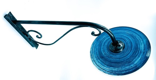 Lampada da parete da esterno ferro con piatto smaltato 30 cm blu lampadina LED - Foto 3 di 3