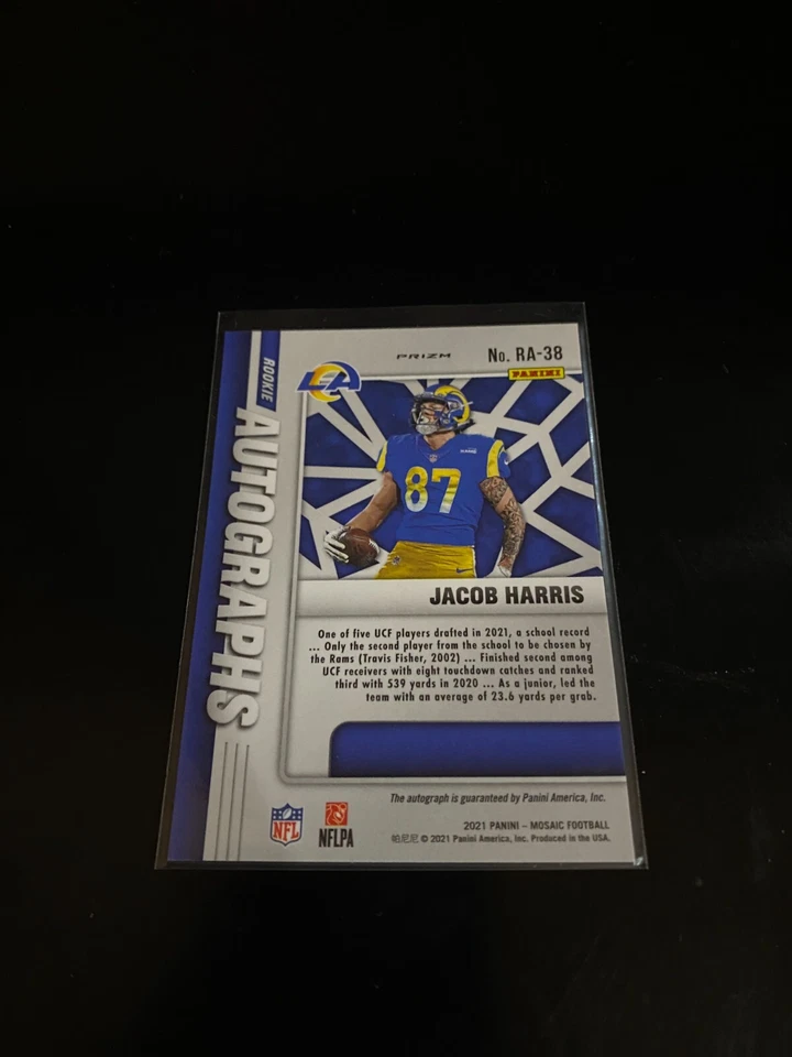 Jacob Harris 2021 Panini Mosaic Autographs Prizm RC Rams PWE - Image 2 of 2