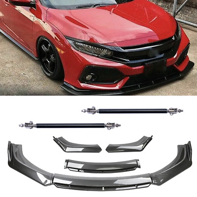 Carbon Fiber Black Front Bumper Lip Body Kit Spoiler For Chrysler 200 2011-2017