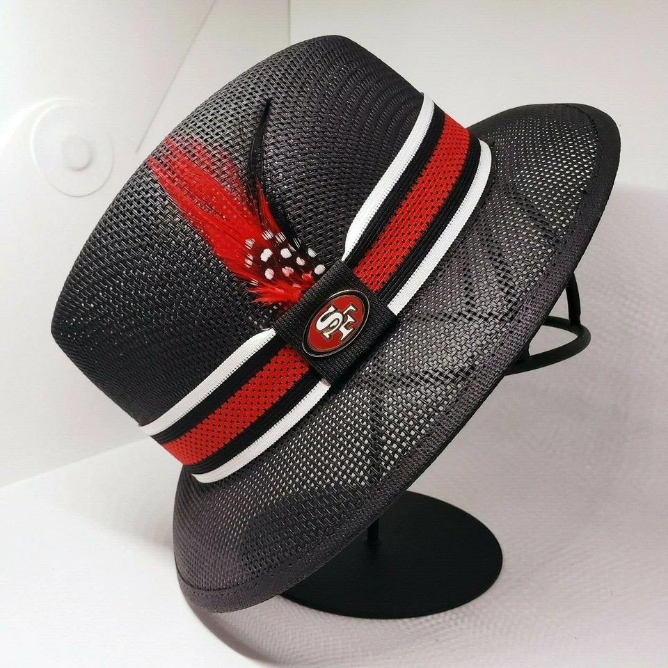 Мужская черная центральная складчатая шляпа-лоурайдер Forty Niners fedora Derby - Изображение 2 из 3