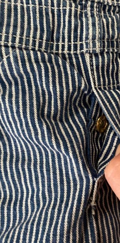 Button Fly Lee Denim Overalls Conductor Sanforized Striped Child Size Made USA - Picture 2 of 8