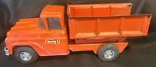 Vintage Buddy L Dump Lift Truck Pressed Steel Original Orange Paint