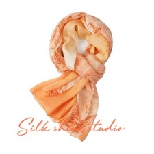 100 Mulberry Silk Scarf Women Orange Beach Shawl Head Wrap Gift 70x42"