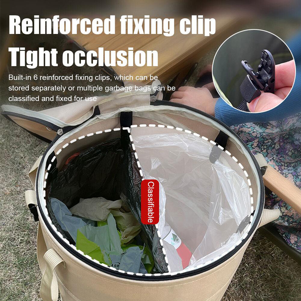 Pop-Up Garbage Can For Camping, 37L Oxford Fabric Garbage Box