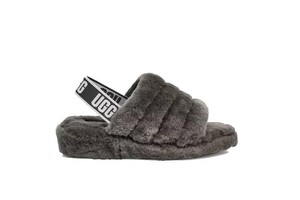 UGG Women's Fluff Yeah Slide Charcoal 1095119-CHRC | eBay