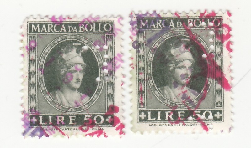 ITALY 1947. Italy Helmeted "Small Head". Revenue Stamp. 50 l. Unificato IT MB176
