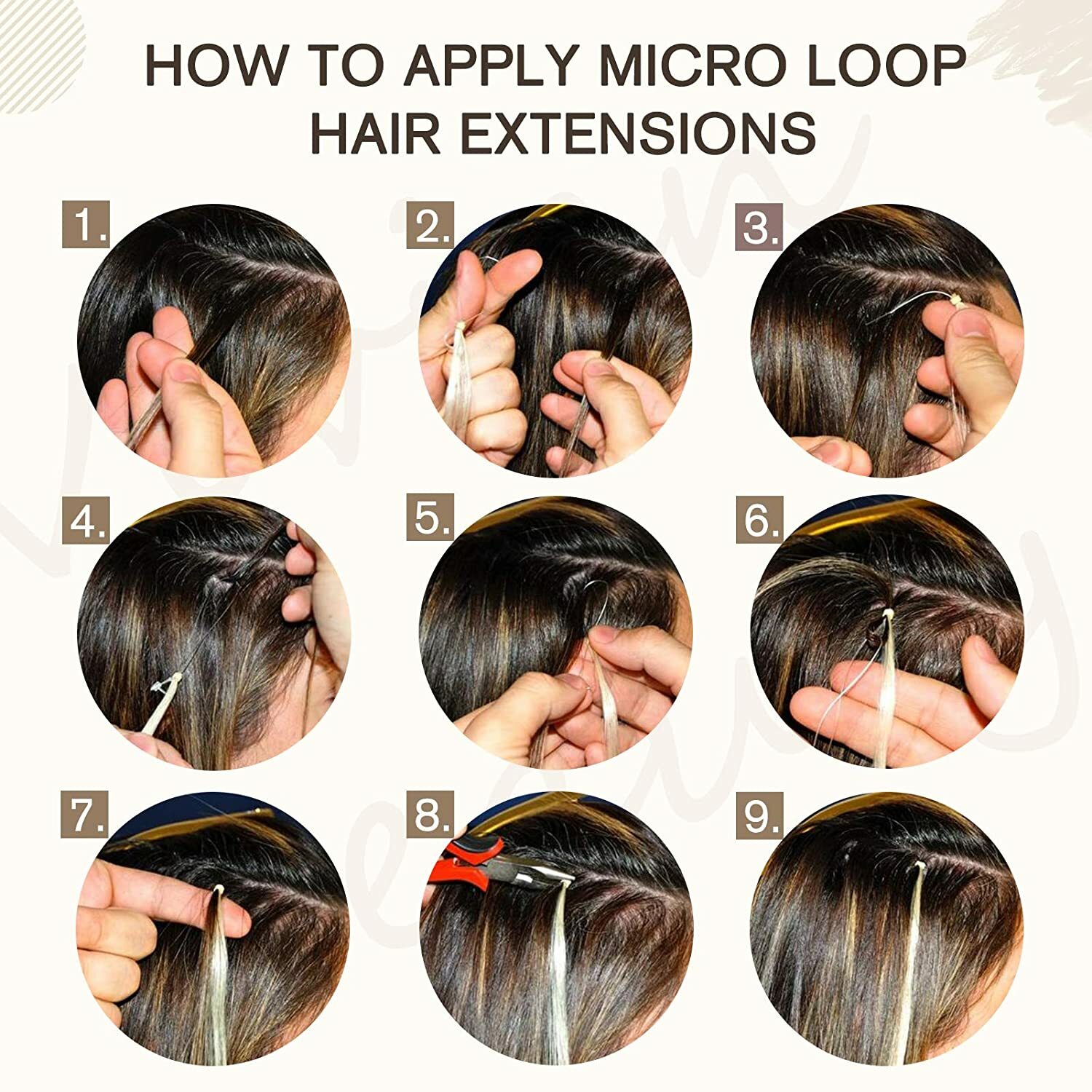 Image 71 - Micro Ring Beads Loop Tip Hair Extensions Remy Human Hair Balayage Ombre Color1g