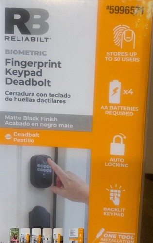 Teclado retroiluminado con cerradura de puerta de cerrojo de huellas dactilares confiable negro mate - Imagen 2 de 3