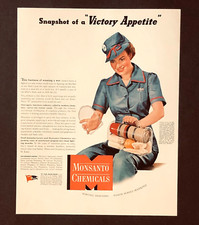 1943 Monsanto Chemicals Advertisement WW II Woman Worker Lunch Box Vtg Print AD