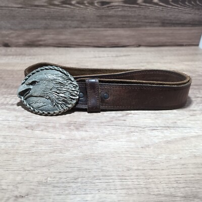 Vintage 1993 Ege, Screaming EAGLE HEAD Pewter Belt Buckle, 3 3/4'' wide USA made