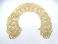 ANTIQUE Hand Crocheted Beige Collar, 18" x 3"