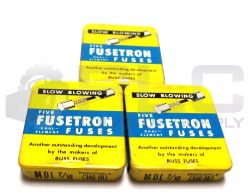 LOT OF 3 5-PACKS NEW BUSSMANN MDL 2/10 FUSETRON FUSES (15 FUSES) MDL-2/10