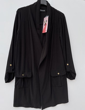 Nina Leonard Black Duster Jacket Size M Bnwt