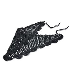 Summer Festival Black Crochet Beach Bandana Cotton Hair Scarf of Kerchief
